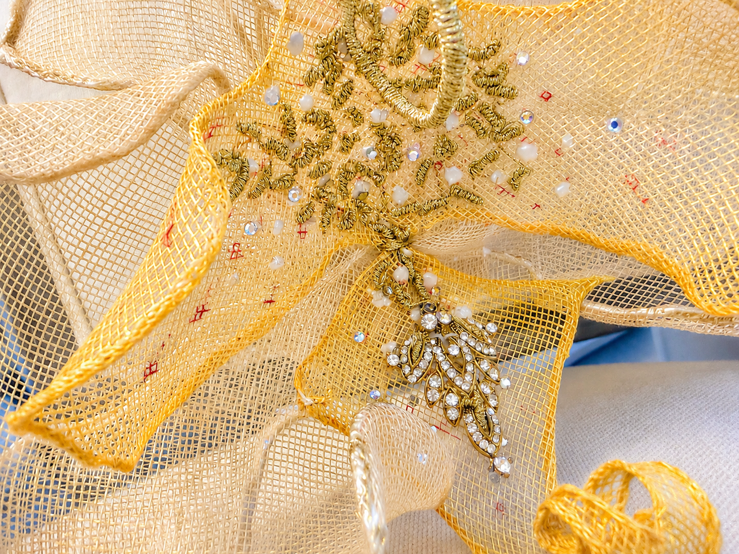 Sinamay Art Fascinator in Champagne & Gold — Dutchess