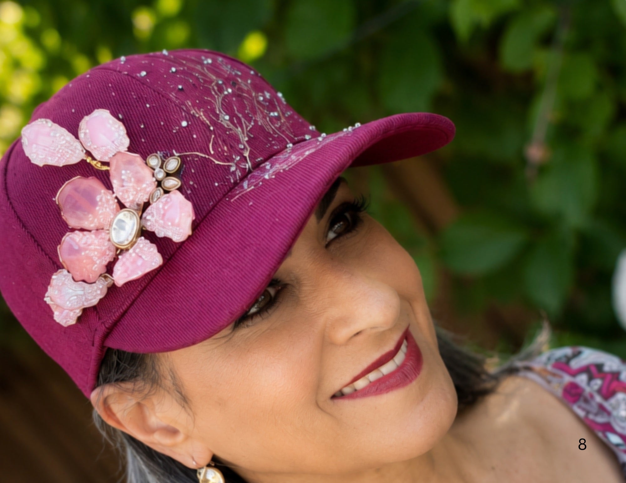 Rebirth — Handcrafted Art Cap in Deep Berry & Blush