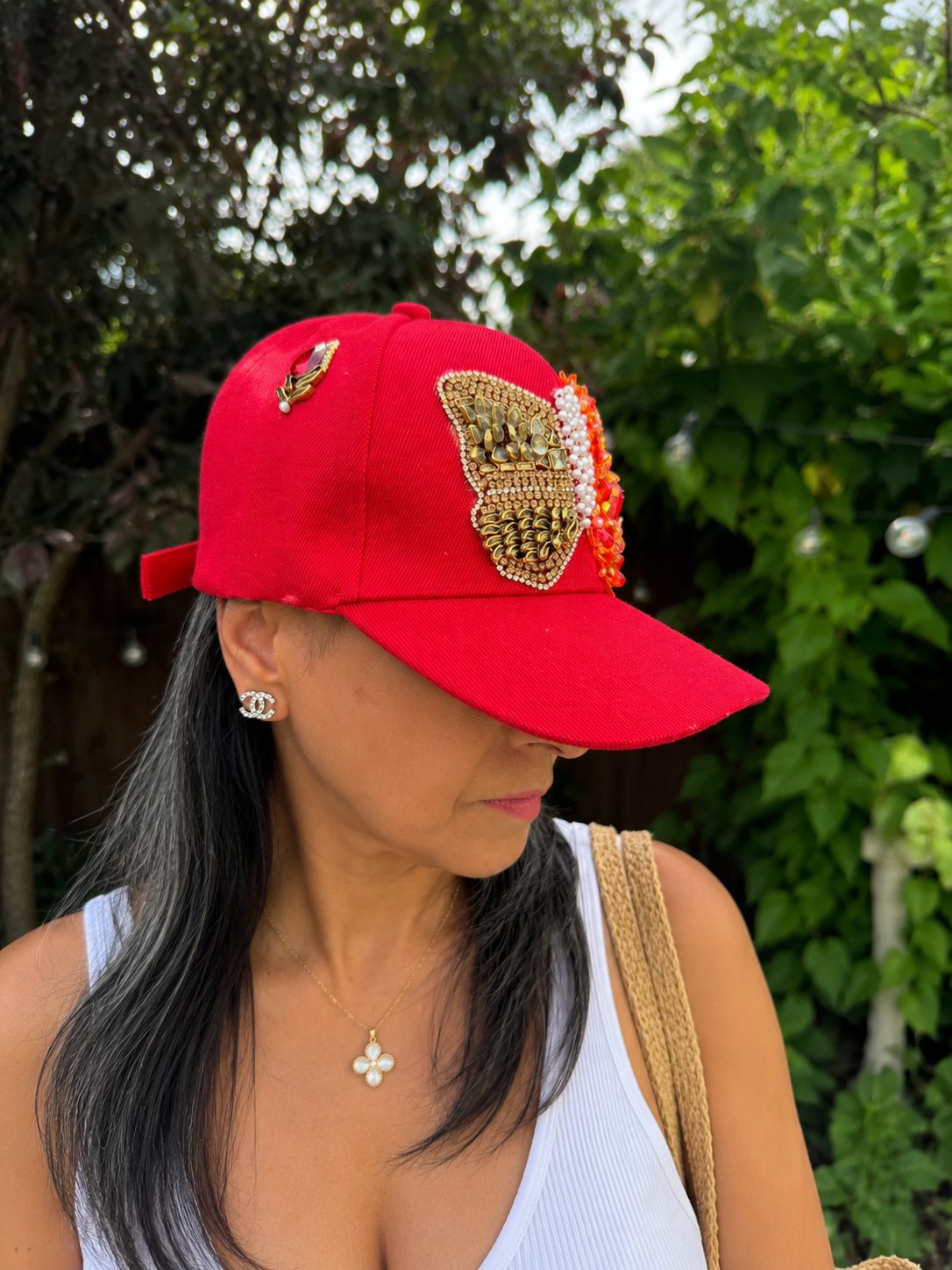 Butterfly Art Cap in Scarlet Red — Ember