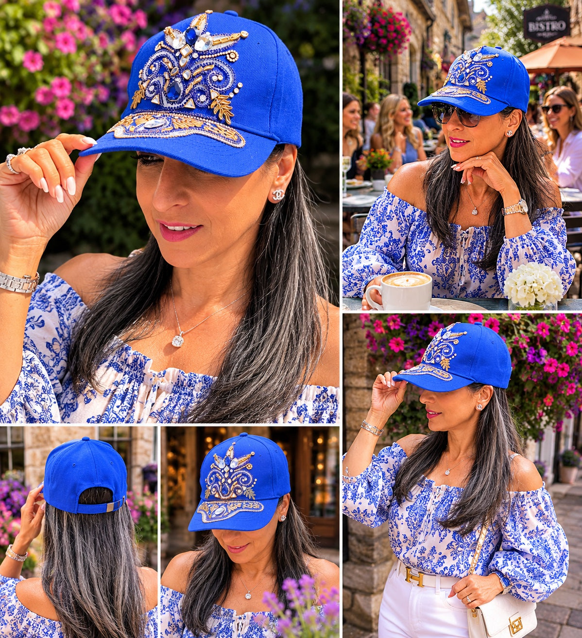 Luxury Embellished Statement Cap in Sapphire Blue — Sapphire Royale