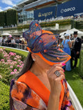 Phoenix — Handcrafted Iridescent Art Cap in Tangerine & Midnight Blue