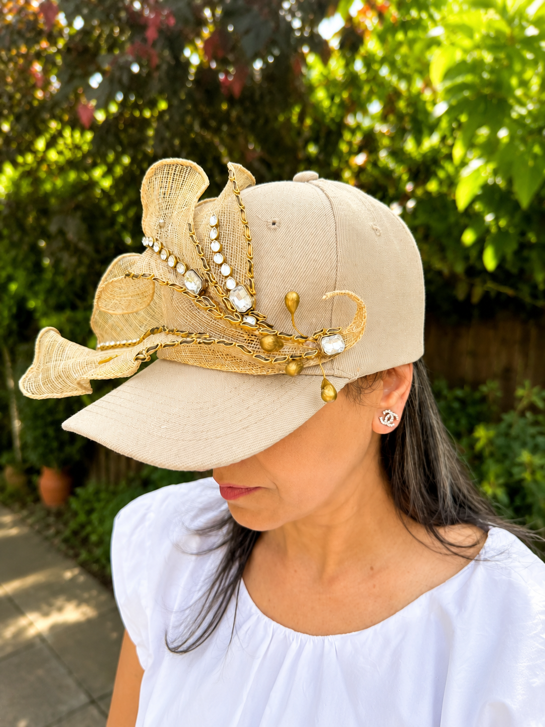 Race Day — Handcrafted Couture Cap in Cream & Gold